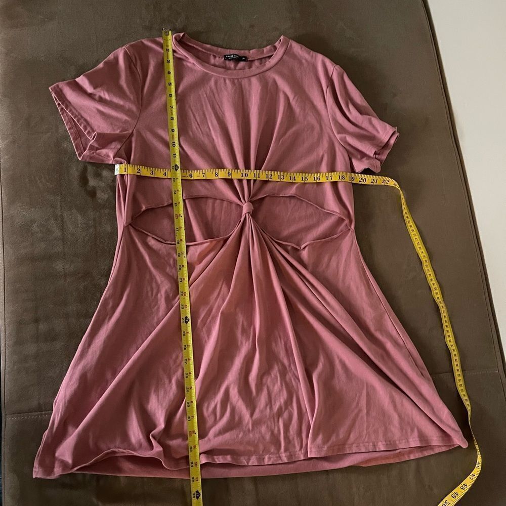 Shein Curve Women’s Pink Twist Cut-Out Front Cotton Blend Mini Dress Size: 2XL - Picture 7 of 9